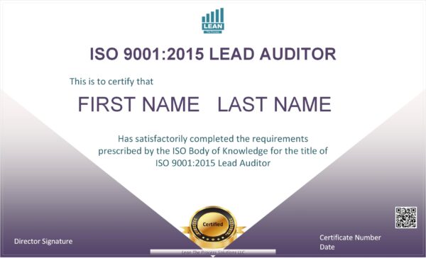 ISO 9001:2015 Lead Auditor