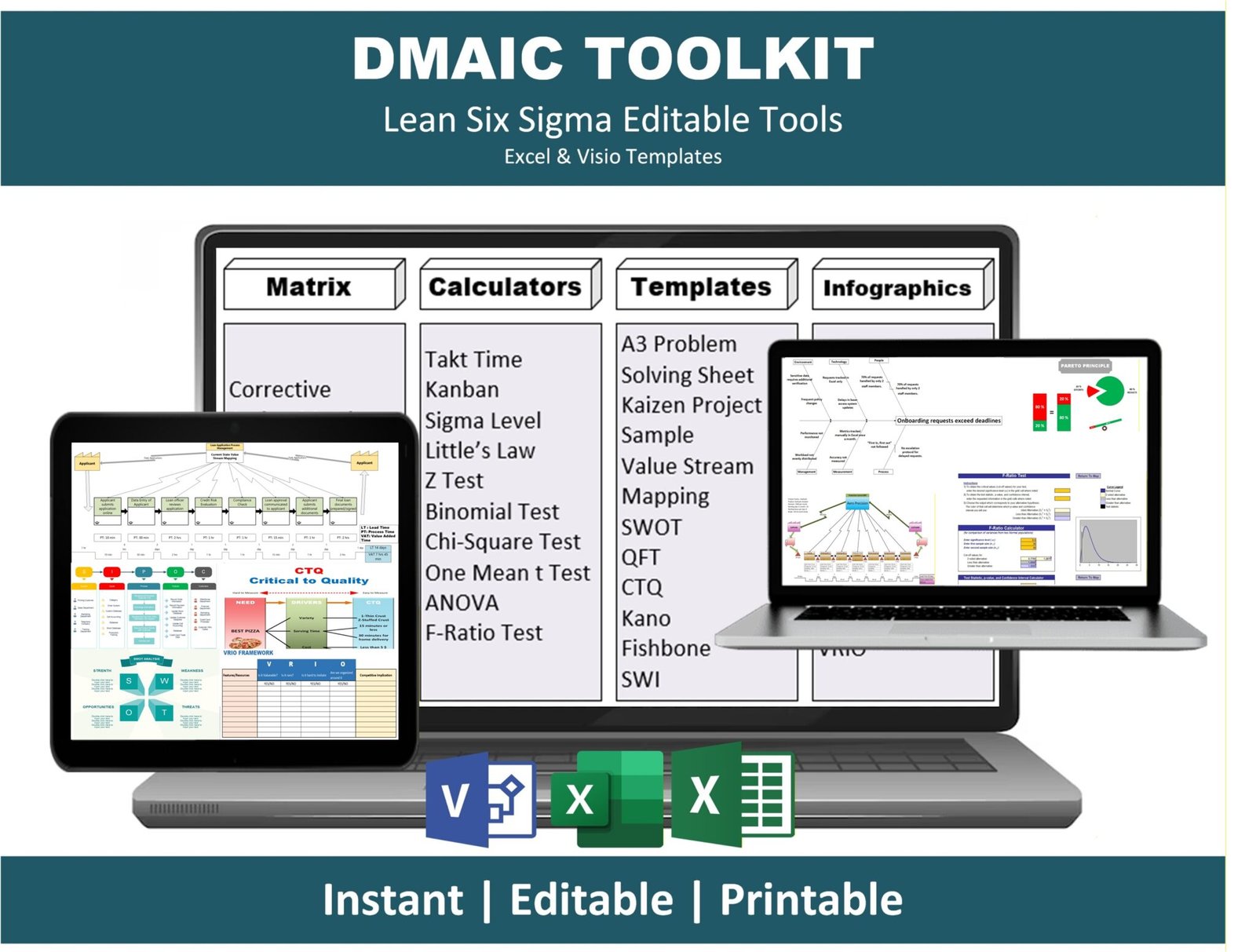 DMAIC Toolkit Excel & Visio Templates | Lean Six Sigma Tools