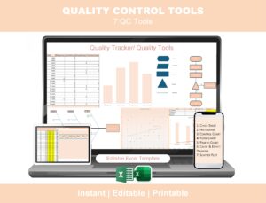 7 QC Tools Excel template Quality Control pack