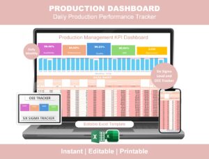 OEE Excel dashboard with Sigma Level production KPI tracker
